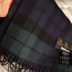 Barbour Men's Plaid Scarf - Dark Green and Black Wool